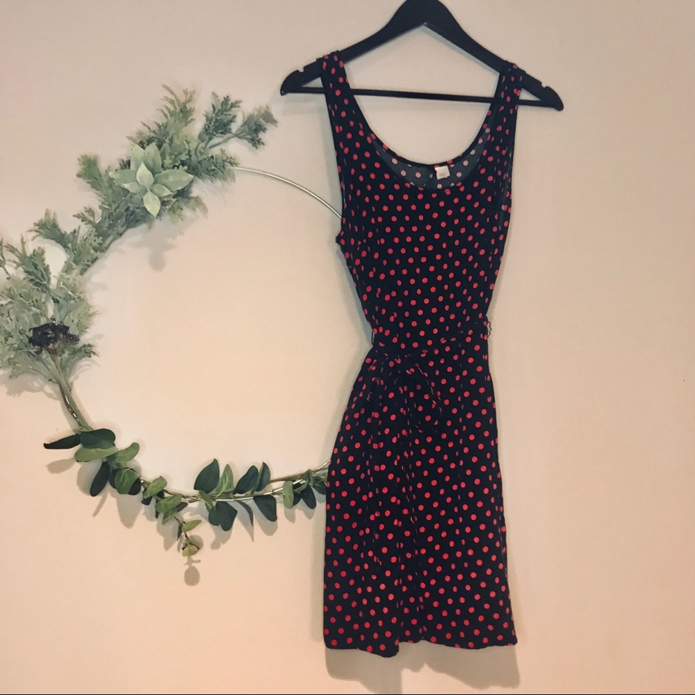 Hot Pink Retro Style Polka Dot Dress w/ waist tie - Picture 3 of 5